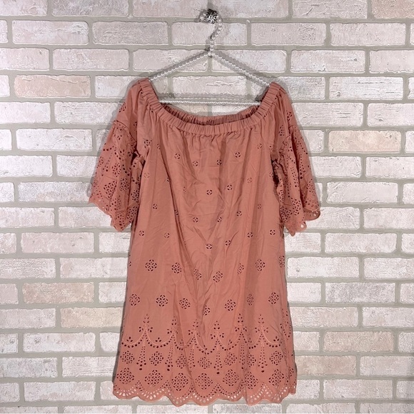 Madewell Eyelet Off The Shoulder Dress in Dusty Clay Size 6 - Picture 3 of 12